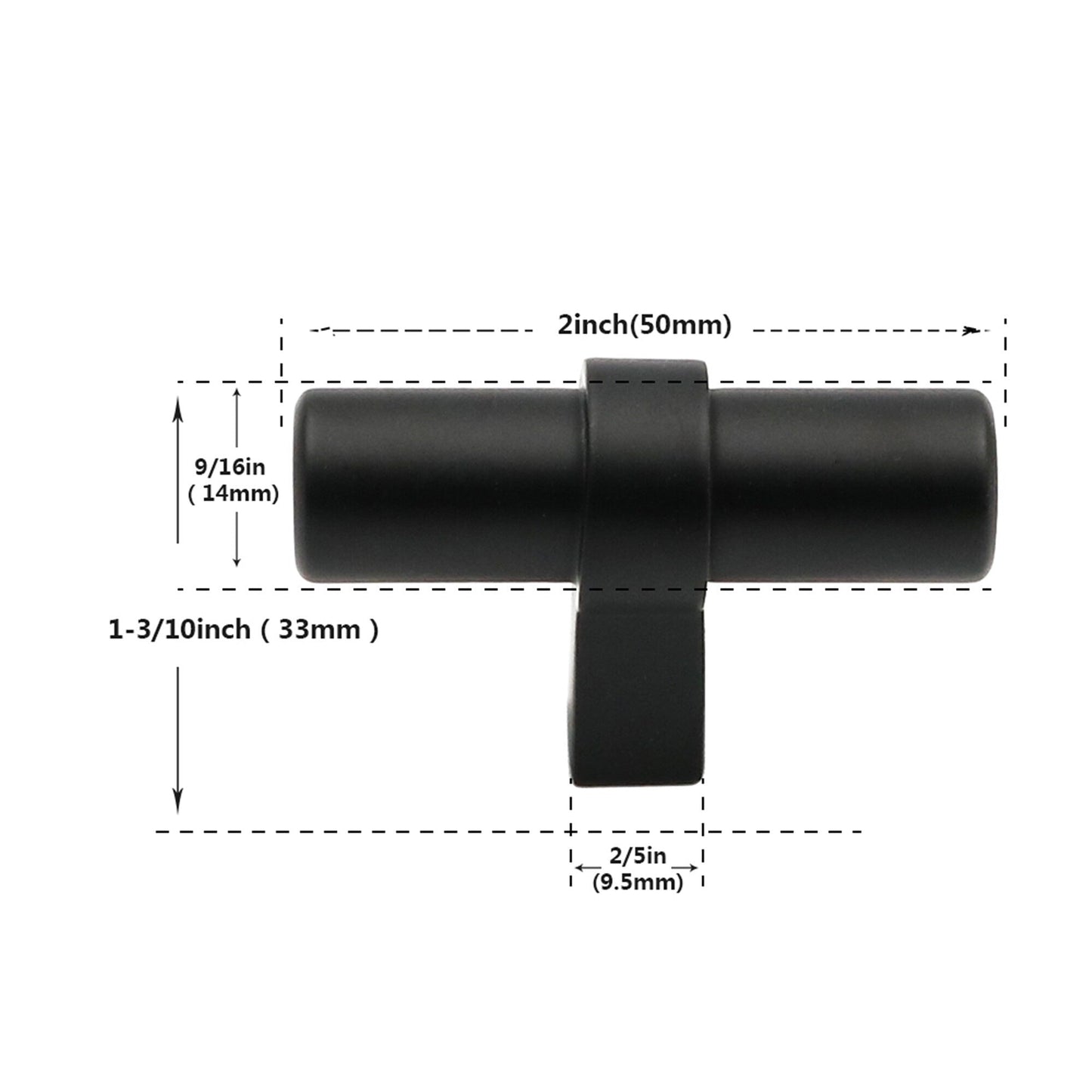 Matte Black Drawer Pulls Drawer Knobs, Cabinet Knobs and Pulls - Single Hole 2"(50mm)