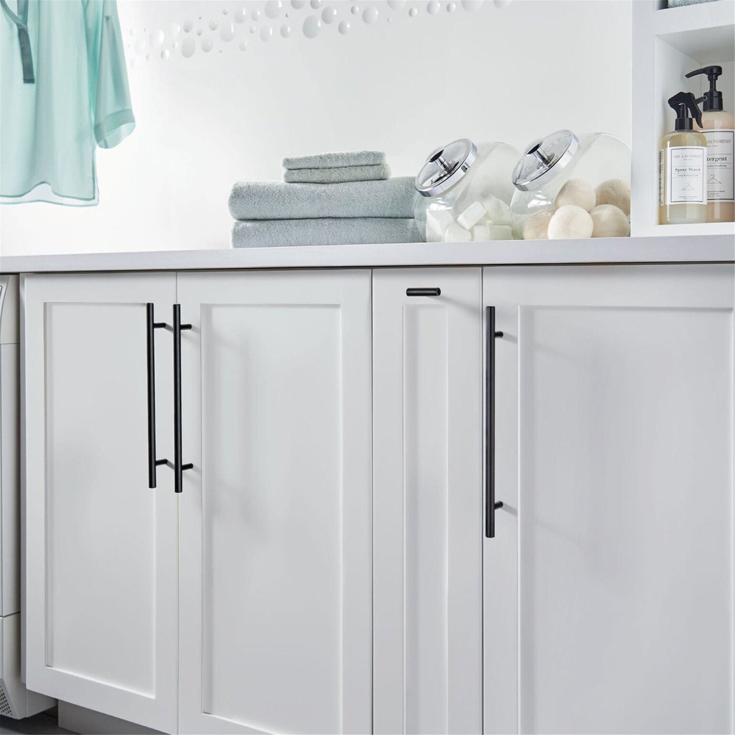 4.5 Inch(115mm) Hole Center Cabinet Handles Pulls For Kitchen Stainless Steel Matte Black Drawer Pulls ( 179mm，Length）