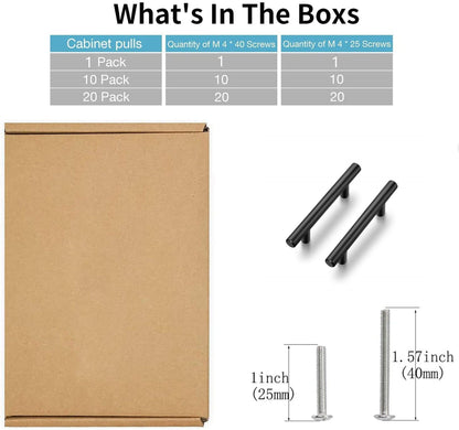 4.5 Inch(115mm) Hole Center Cabinet Handles Pulls For Kitchen Stainless Steel Matte Black Drawer Pulls ( 179mm，Length）
