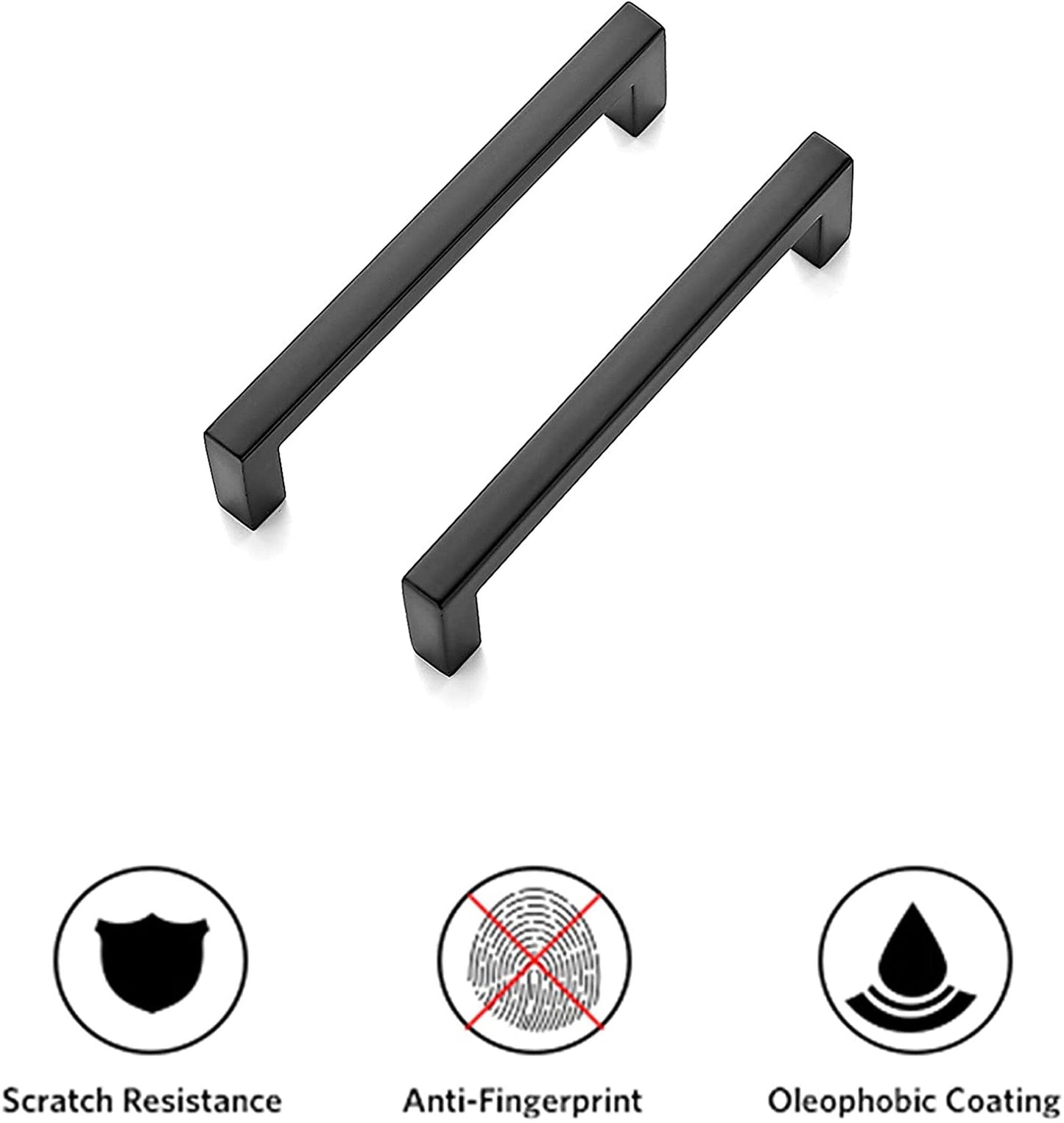 10 Pack 4 Inch(102mm) Hole Centers Matte Black Square Cabinet Handles