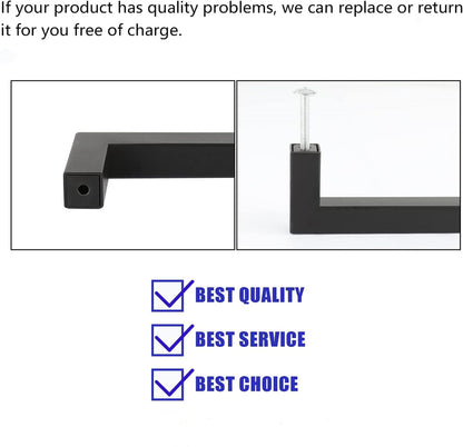 10 Pack 6 Inch(152mm) Hole Centers Matte Black Square Cabinet Door Handles