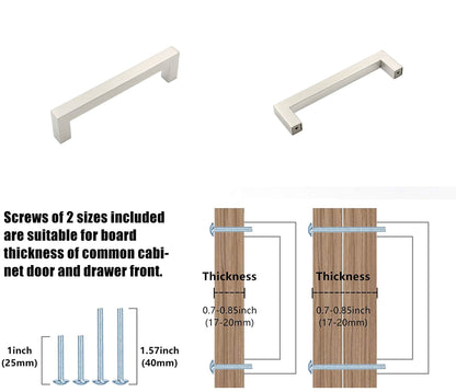Brushed Nickel Drawer Pulls 6-1/4 inch(160mm) Hole Center，Modern Cabinet Hardware Bar Pulls for Drawer Cabinets Cupboard
