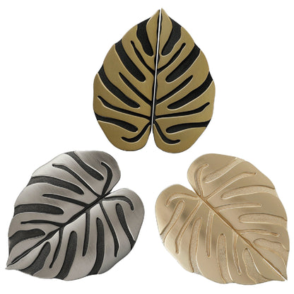 4 Pairs Creative Leaf Shape Handle Knob with Mounting Screws for Kitchen Cupboard Cabinet Wardrobe Drawer Door (Black Ancient, 64mm)