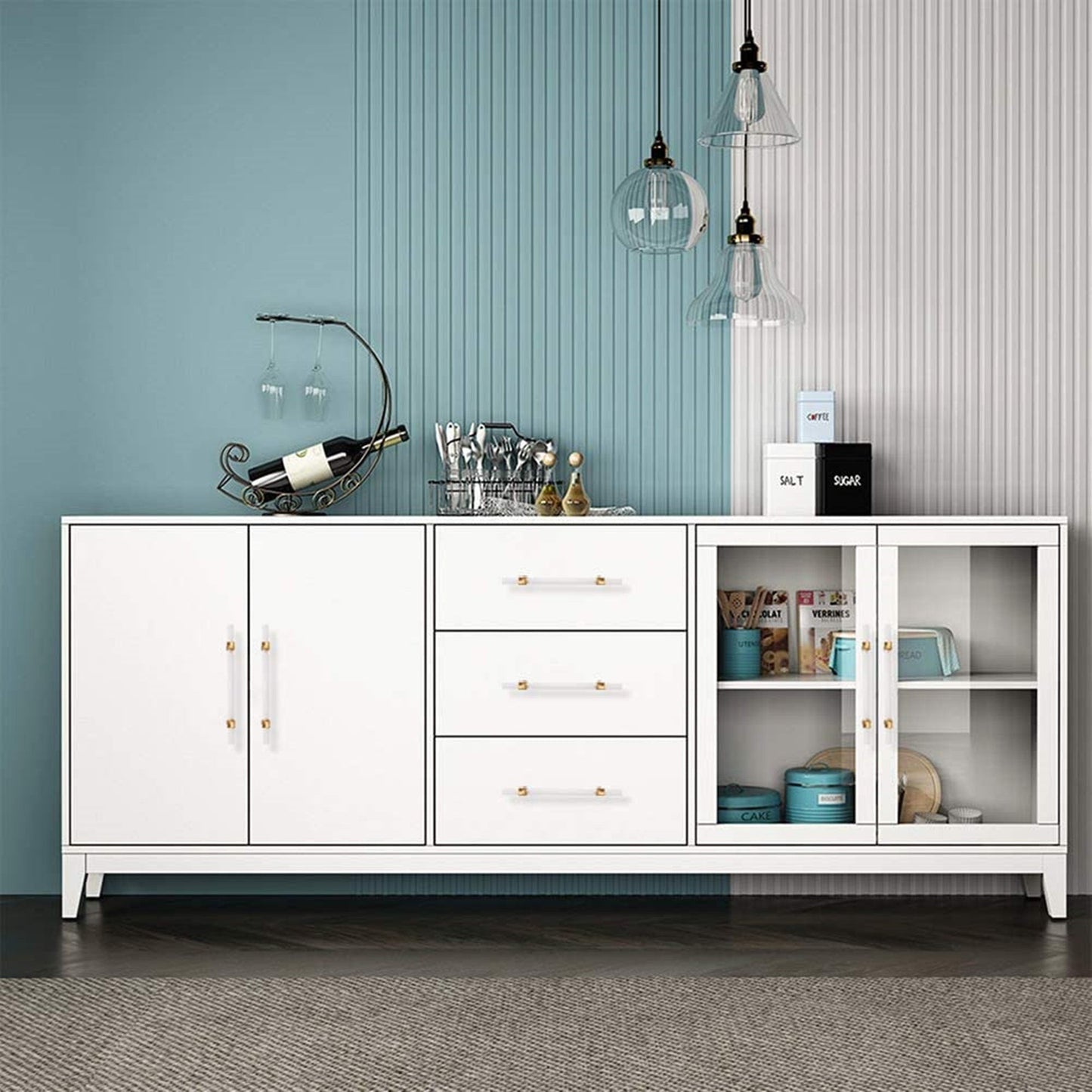 Acrylic Gold Drawer Pulls Cabinet Pulls - Acrylic Round Bar Series - Hole Centers(3-3/4 Inch，96mm)
