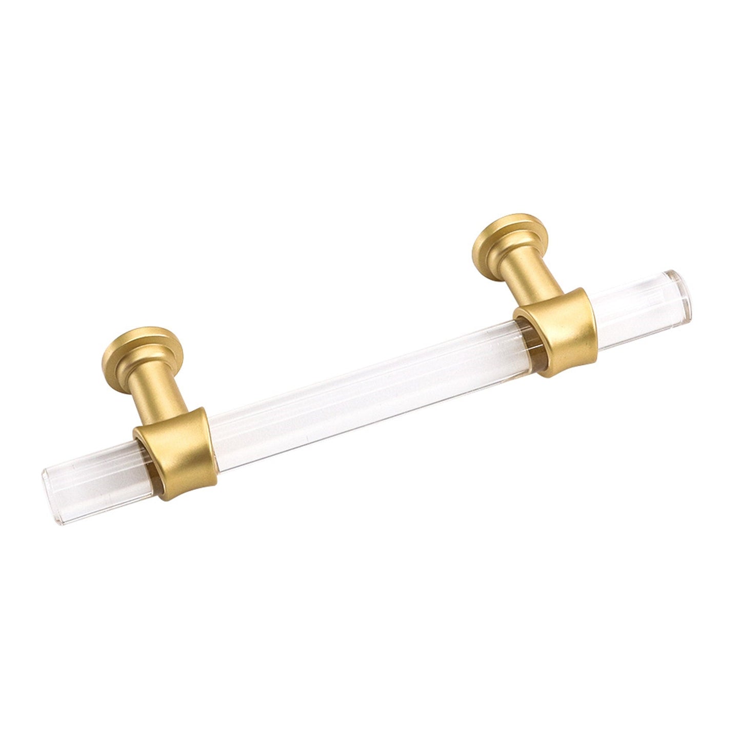 Brushed Brass Cabinet Pulls Arcylic Drawer Pulls - Acrylic Round Bar Series - Hole Centers(2-1/2 Inch，64mm)