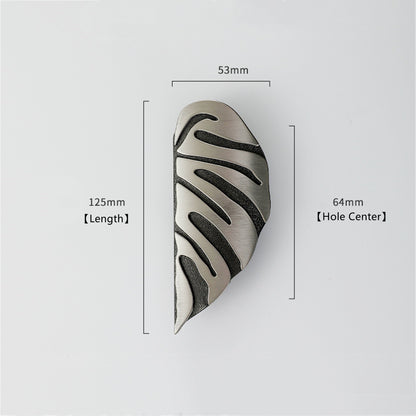 Creative Leaf Shape Handle Knob with Mounting Screws for Kitchen Cupboard Cabinet Wardrobe Drawer Door (Silver Ancient, 64mm)