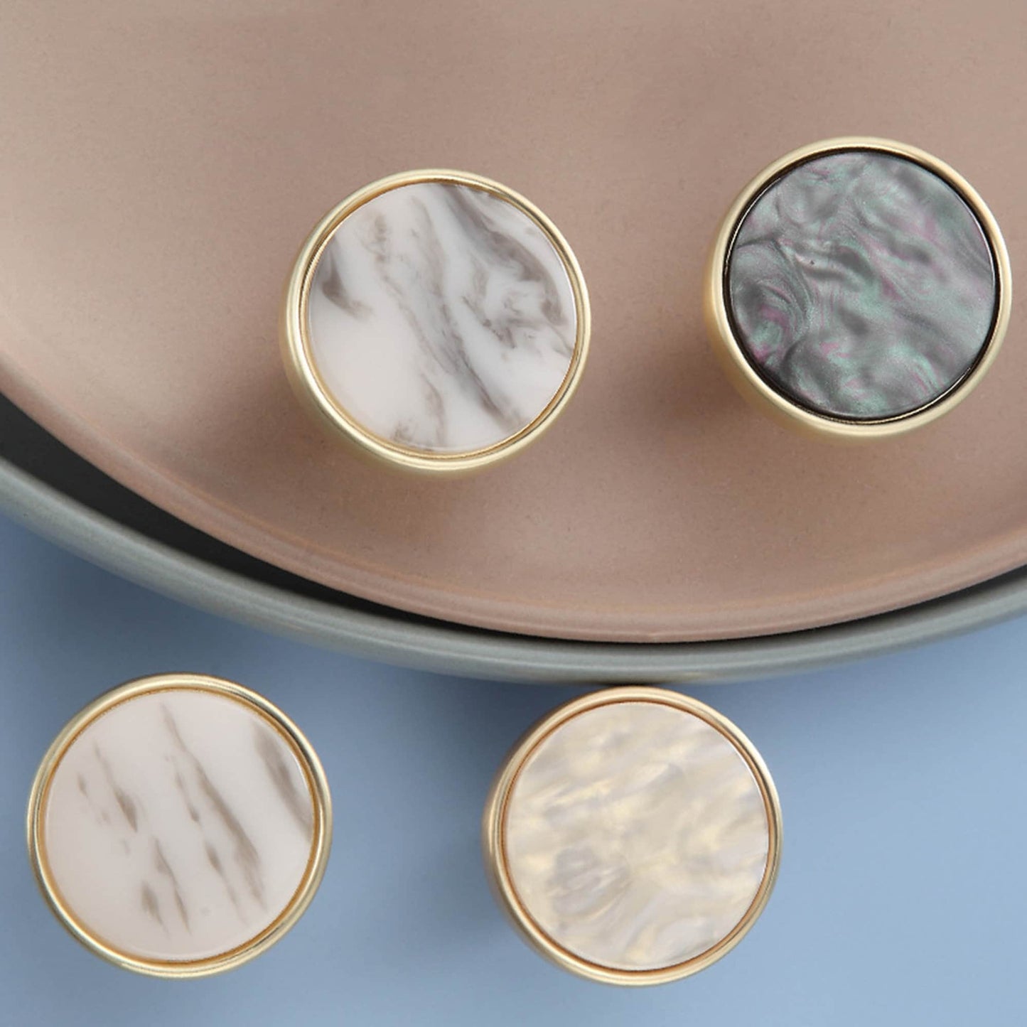 Brushed Brass Dresser Knobs，Zinc Alloy Drawer Knobs，Gold Drawer Knobs Pulls Suitable for Kitchen Cabinets Cupboard (Yellow Pearl)