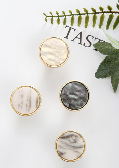 Brushed Brass Dresser Knobs，Zinc Alloy Drawer Knobs，Gold Drawer Knobs Pulls Suitable for Kitchen Cabinets Cupboard(Stripes Pearl)