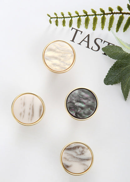 Brushed Brass Dresser Knobs | Zinc Alloy Drawer Knobs | Gold Drawer Knobs Pulls Suitable for Kitchen Cabinets Cupboard (Landscape Pearl)