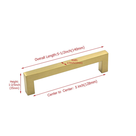5in Cabinet Handles Drawer Pulls,Modern Gold Drawer Pulls Stainless Steel Dresser Drawer Pulls(128mm, Hole Centers)