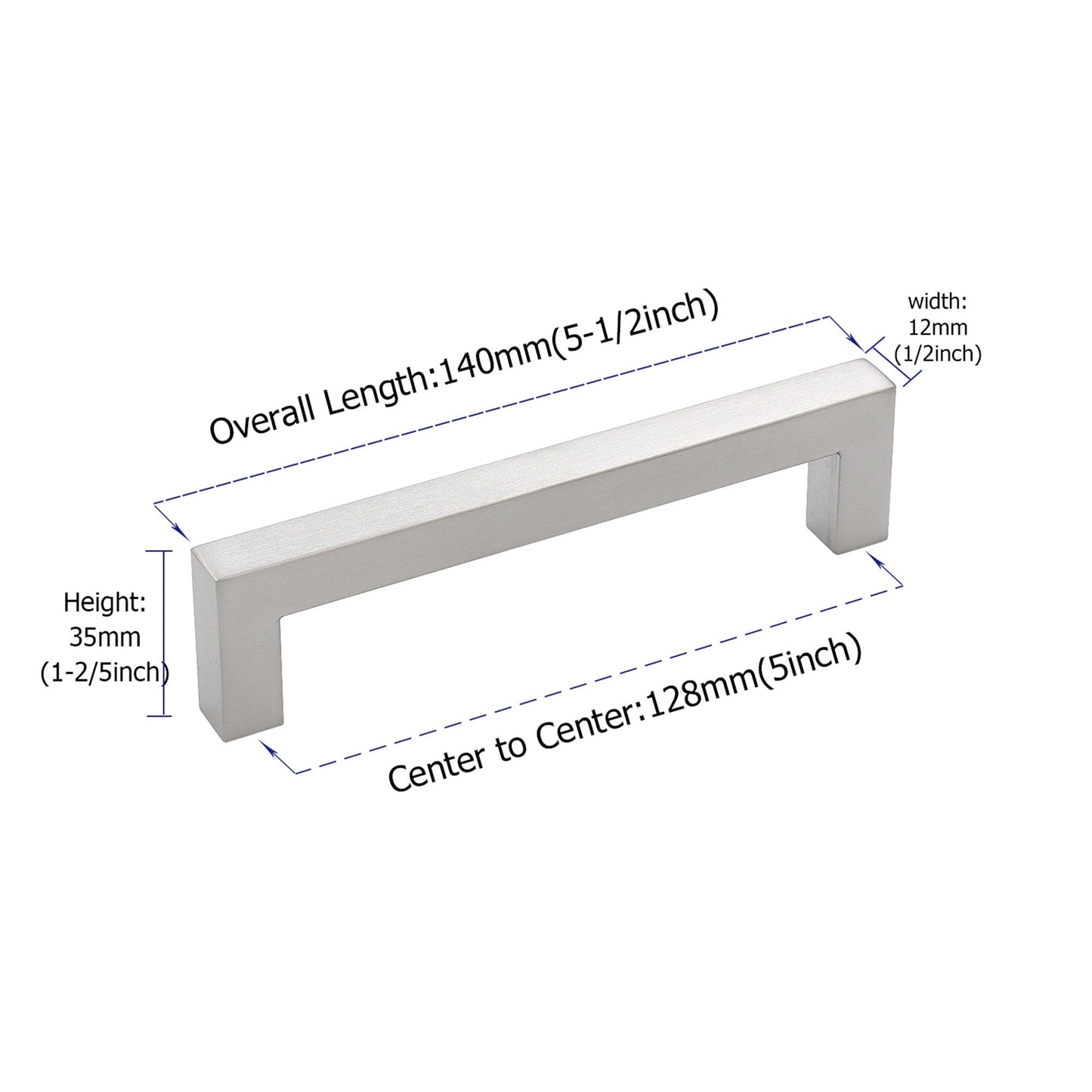 Brushed Nickel Drawer Pulls 5 inch(128mm) Hole Center，Modern Cabinet Hardware Bar Pulls for Drawer Cabinets Cupboard
