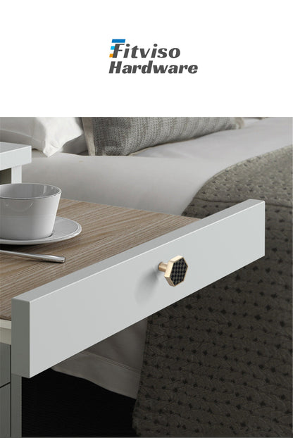 1.18"(30mm) Brushed Brass Knobs, Solid Modern Drawer Knobs Hexagon Knobs for Home, Kitchen, Bathroom, Office and More