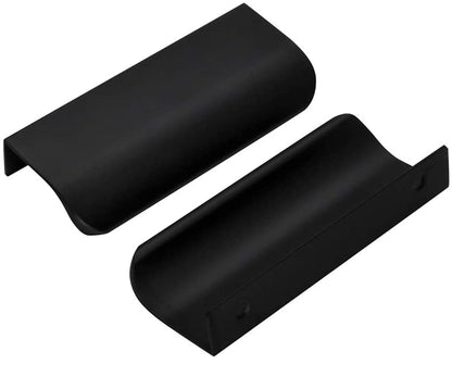 Modern Finger Edge Pulls Tab Pulls，Aluminum Alloy Hidden Handles Kitchen Cupboard Furniture Hardware - (Black，CC: 76mm)