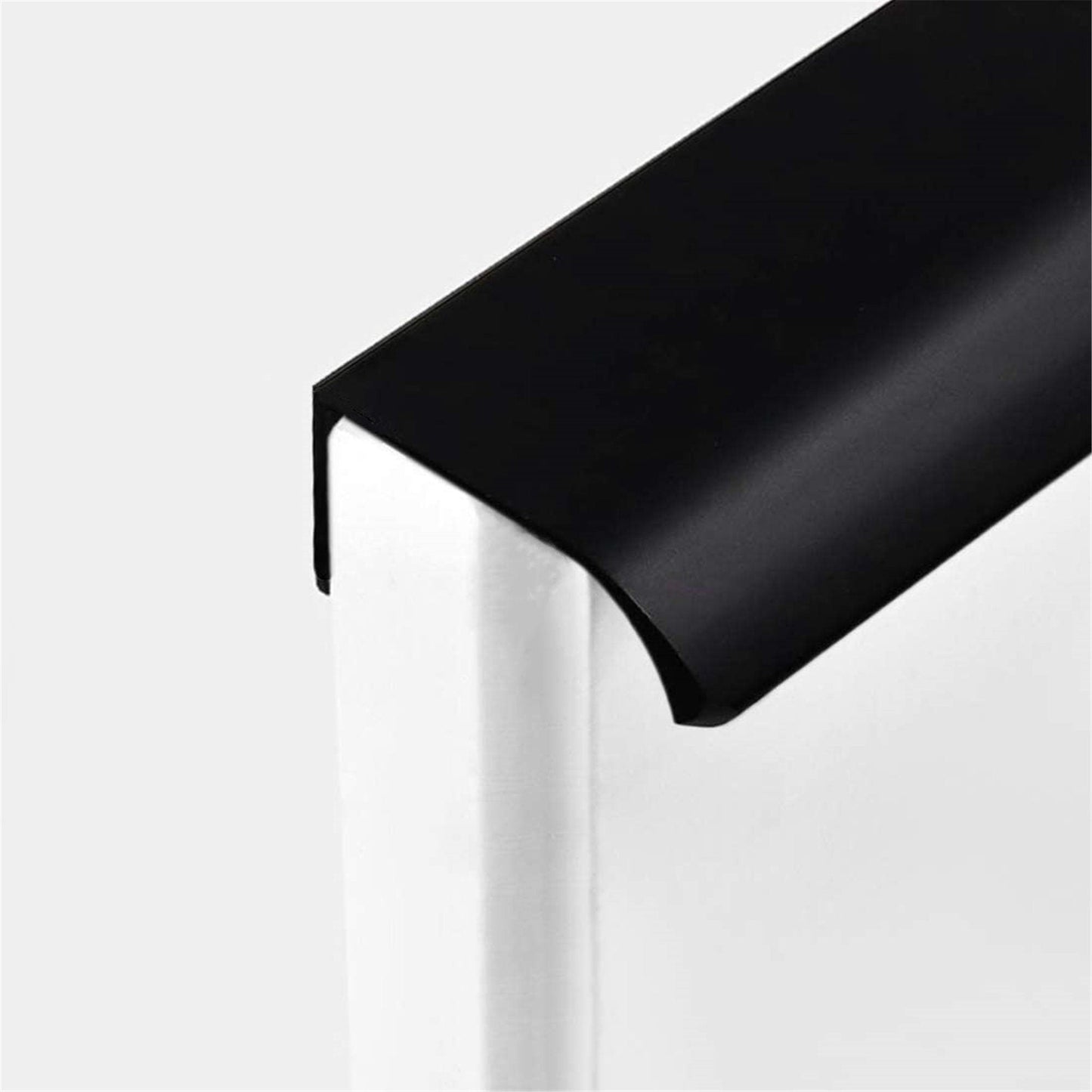 Modern Finger Edge Pulls Tab Pulls，Aluminum Alloy Hidden Handles Kitchen Cupboard Furniture Hardware - (Black，CC: 76mm)