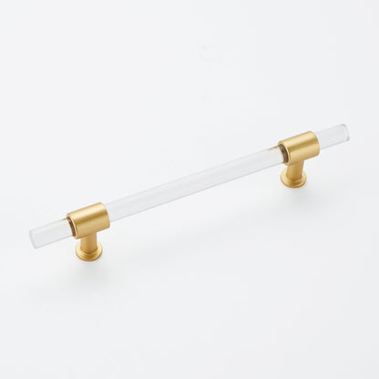 Brushed Brass Cabinet Pulls Arcylic Drawer Pulls - New Acrylic Pulls - Hole Centers(Knob,2.5",3",3.5",3.75",4",5",6.25",7.5")
