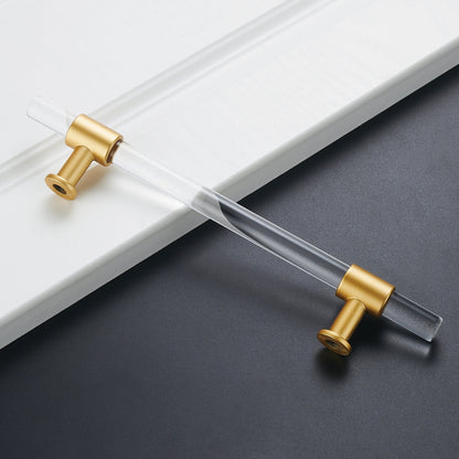 2.5in Brushed Brass Cabinet Pulls Arcylic Drawer Pulls(64mm, Hole Center)