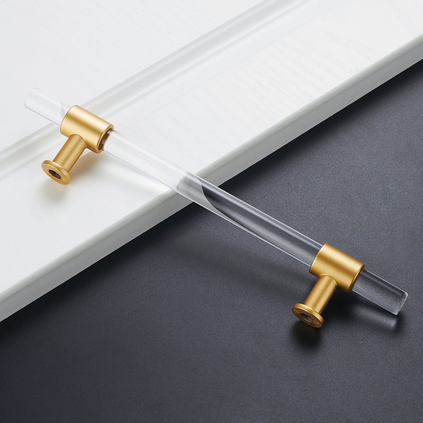 3.5" Hole Centers Gold Drawer Pulls，Crystal Cabinet Handles Kitchen Acrylic Cabinet Hardware(90mm，Hole Centers)