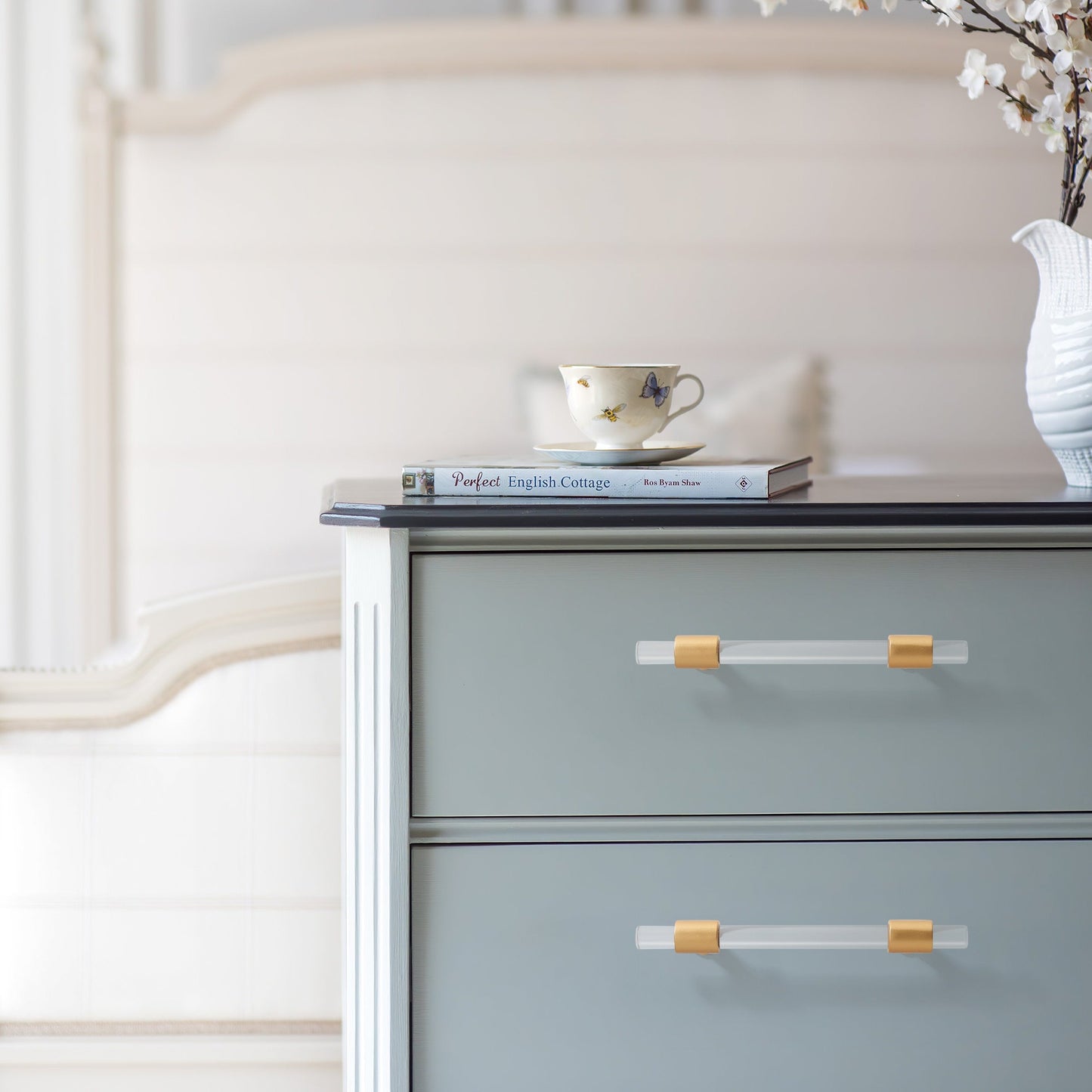 Brushed Brass Cabinet Pulls Arcylic Drawer Pulls - New Acrylic Pulls - Hole Centers(Knob,2.5",3",3.5",3.75",4",5",6.25",7.5")