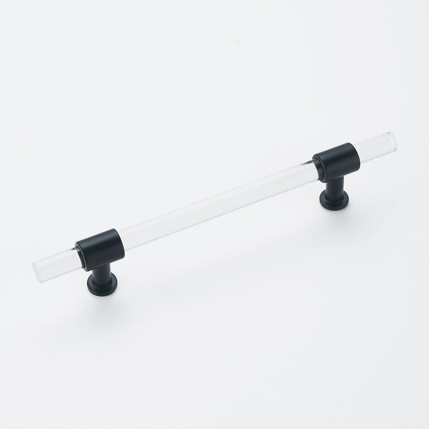 5 inch Hole Centers Cabinet Pulls, Clear Acrylic Drawer Handles, Black Finish with Zinc Alloy Base(128mm Hole Center)