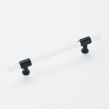 5 inch Hole Centers Cabinet Pulls, Clear Acrylic Drawer Handles, Black Finish with Zinc Alloy Base(128mm Hole Center)