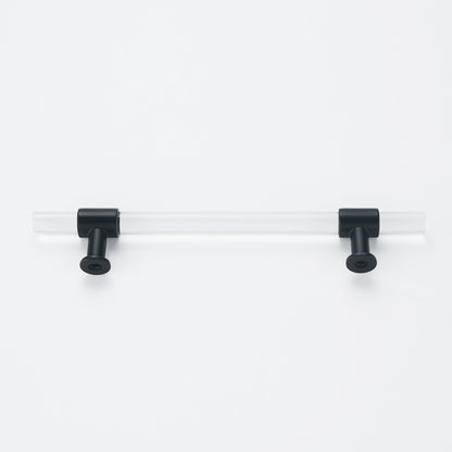 5 inch Hole Centers Cabinet Pulls, Clear Acrylic Drawer Handles, Black Finish with Zinc Alloy Base(128mm Hole Center)