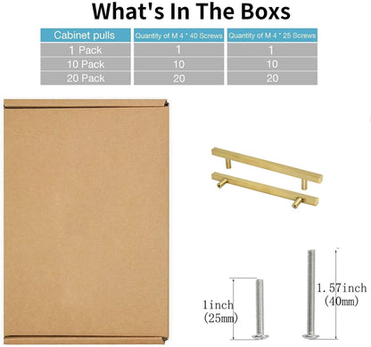 Brushed Brass Cabinet Handles Gold Cabinet Pulls - 10" Inch (256mm) Hole Centers