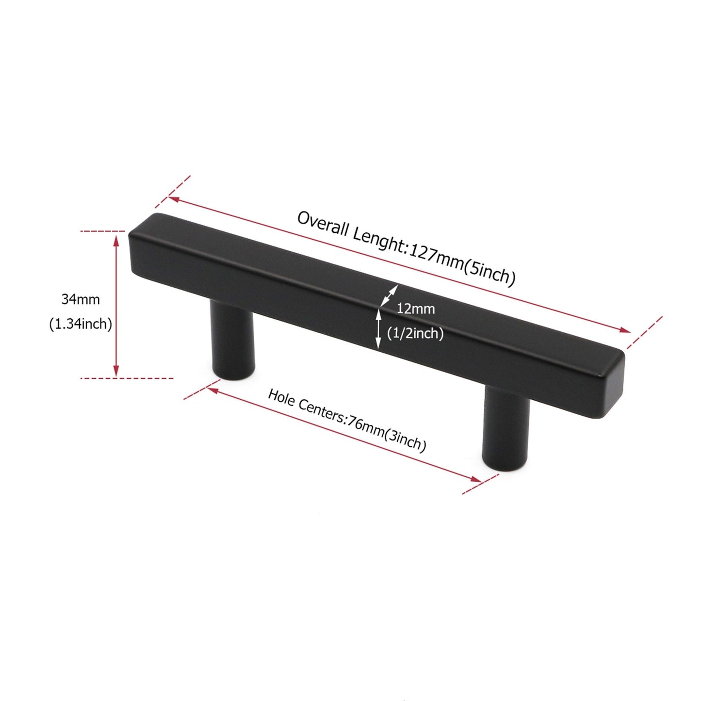 Matte Black Cabinet Knobs Furniture Hardware Drawer Pulls - Stainless Steel Cabinet Handles - Hole Centers(Knob，2.5"，3")