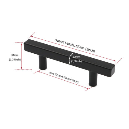 Matte Black Cabinet Knobs Furniture Hardware Drawer Pulls - Stainless Steel Cabinet Handles - Hole Centers(Knob，2.5"，3")