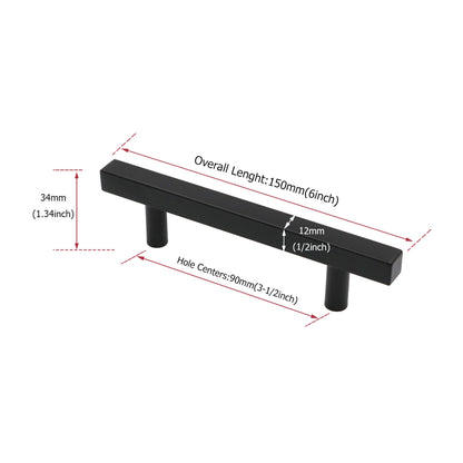 Black Kitchen Cabinet Handles Square Cabinet Drawer Pulls - Stainless Steel Cabinet Handles - Hole Centers(3.5"，3.7.5"，4")