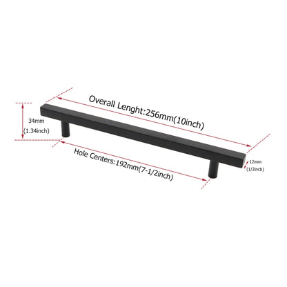 Matte Black Cabinet Pulls Kitchen Cabinet Handles - Large Size Handles - Hole Centers(7.5"，8"，8.8"，10")