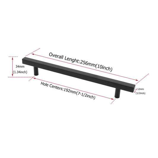 Matte Black Cabinet Pulls Kitchen Cabinet Handles - Large Size Handles - Hole Centers(7.5"，8"，8.8"，10")