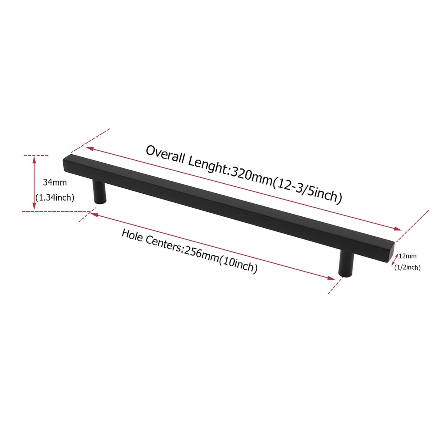 Matte Black Cabinet Pulls Kitchen Cabinet Handles - Large Size Handles - Hole Centers(7.5"，8"，8.8"，10")