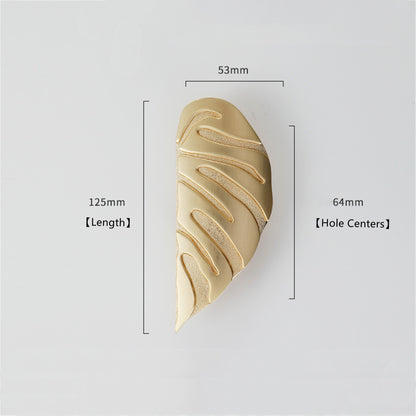 4 Pairs Creative Leaf Shape Handle Knob with Mounting Screws for Kitchen Cupboard Cabinet Wardrobe Drawer Door (Gold, 64mm)