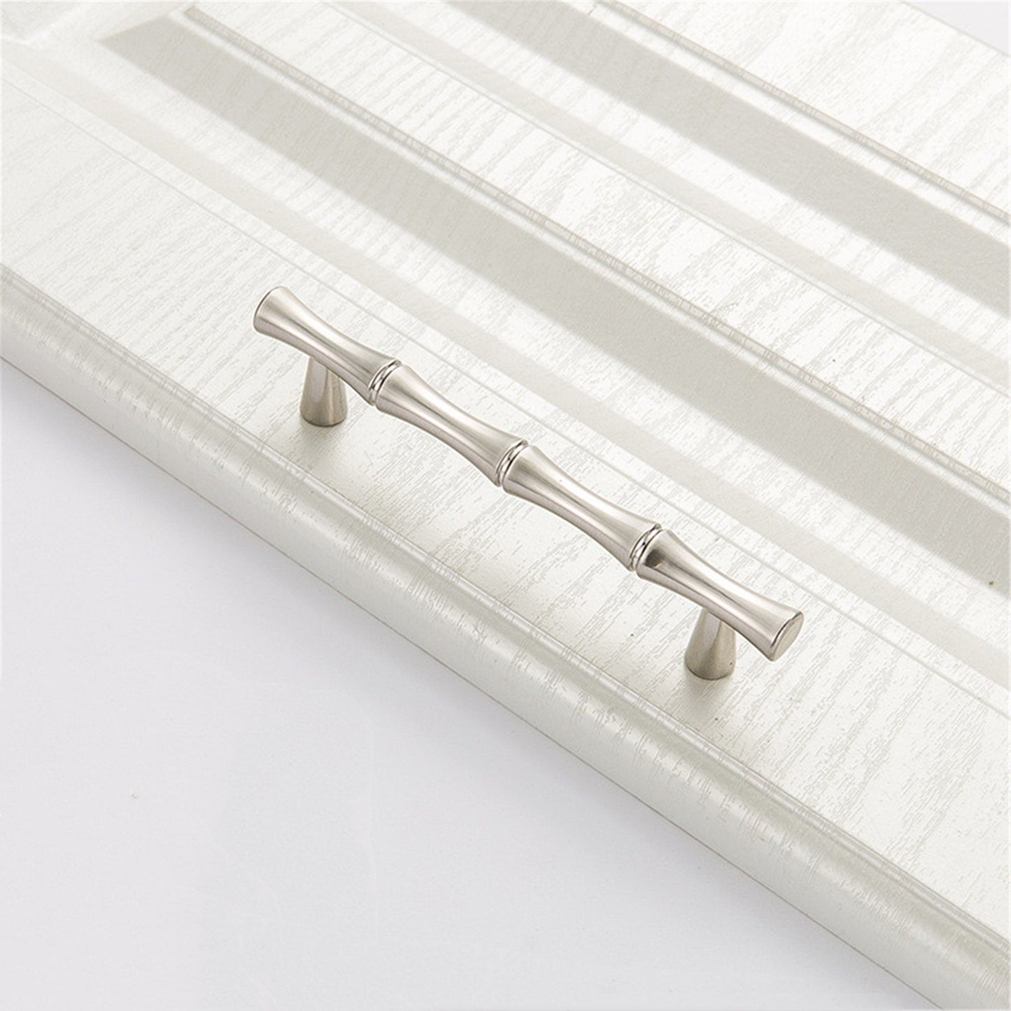 30 Pack 3.75 inch(Center To Center) Bamboo Shape Cabinet Handles (3.75"/96mm，Brushed Nickel)