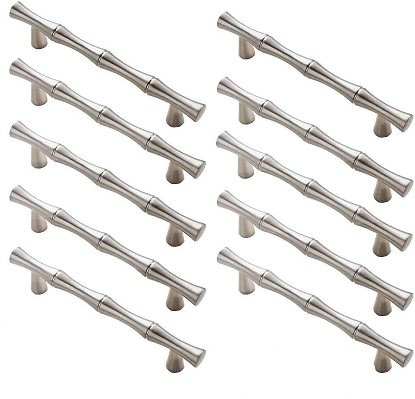 200 Pack 3.75 inch(Center To Center) Bamboo Shape Cabinet Handles (3.75"/96mm，Brushed Nickel)
