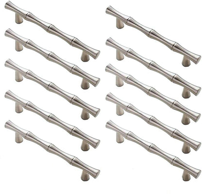 25 Pack 3.75 inch(Center To Center) Bamboo Shape Cabinet Handles (3.75"/96mm，Brushed Nickel)