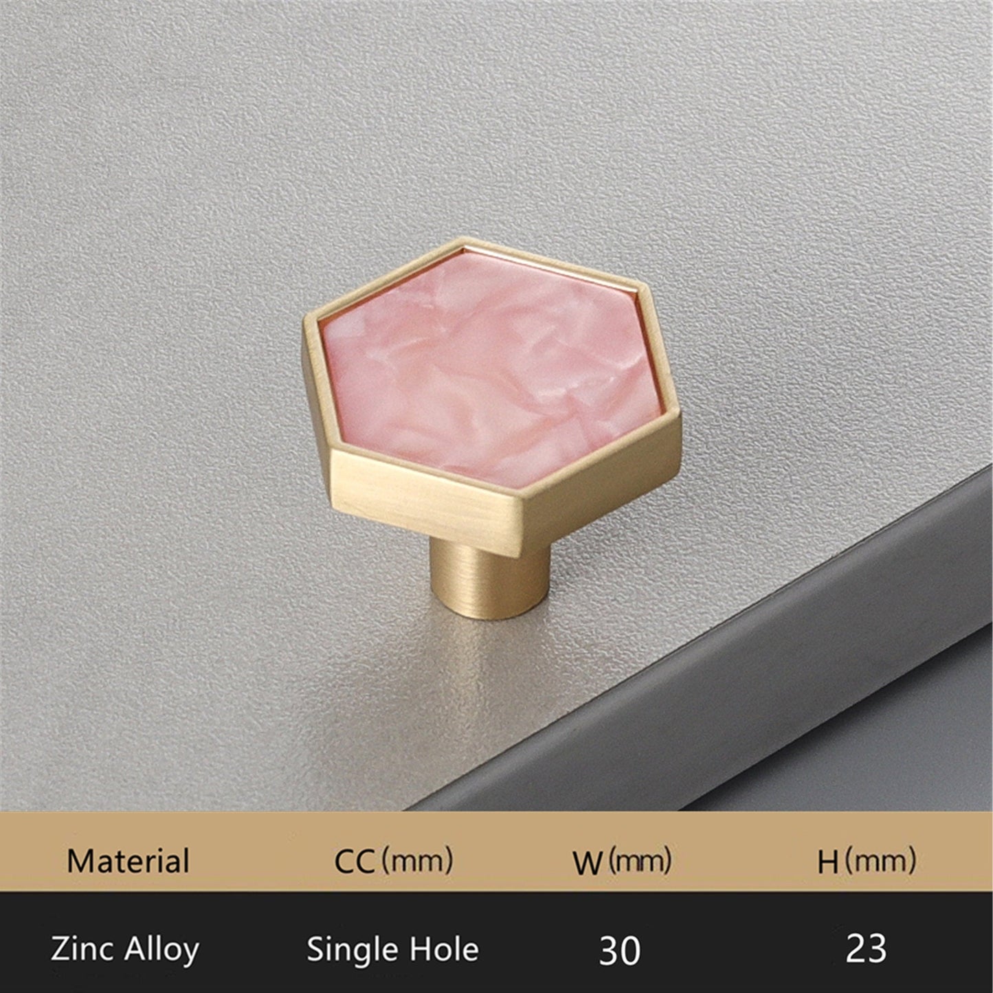 Brushed Brass Decorative Cabinet Hexagon Knobs，1.18"(30mm) Hexagon Solid Cabinet Knobs for Home，Kitchen，Bathroom，Office and More