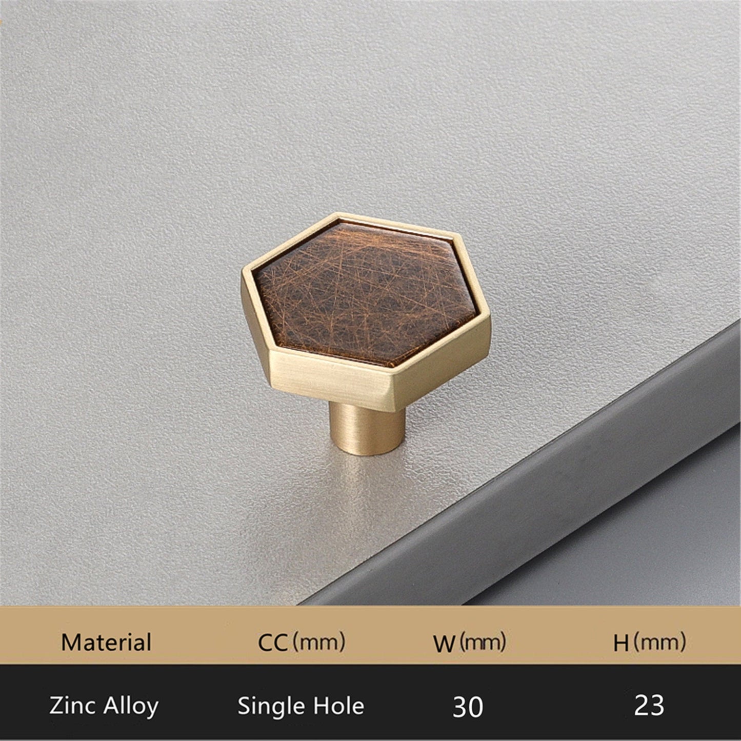Brushed Brass Decorative Cabinet Hexagon Knobs，1.18"(30mm) Hexagon Solid Cabinet Knobs for Home，Kitchen，Bathroom，Office and More