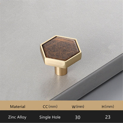 Brushed Brass Decorative Cabinet Hexagon Knobs，1.18"(30mm) Hexagon Solid Cabinet Knobs for Home，Kitchen，Bathroom，Office and More