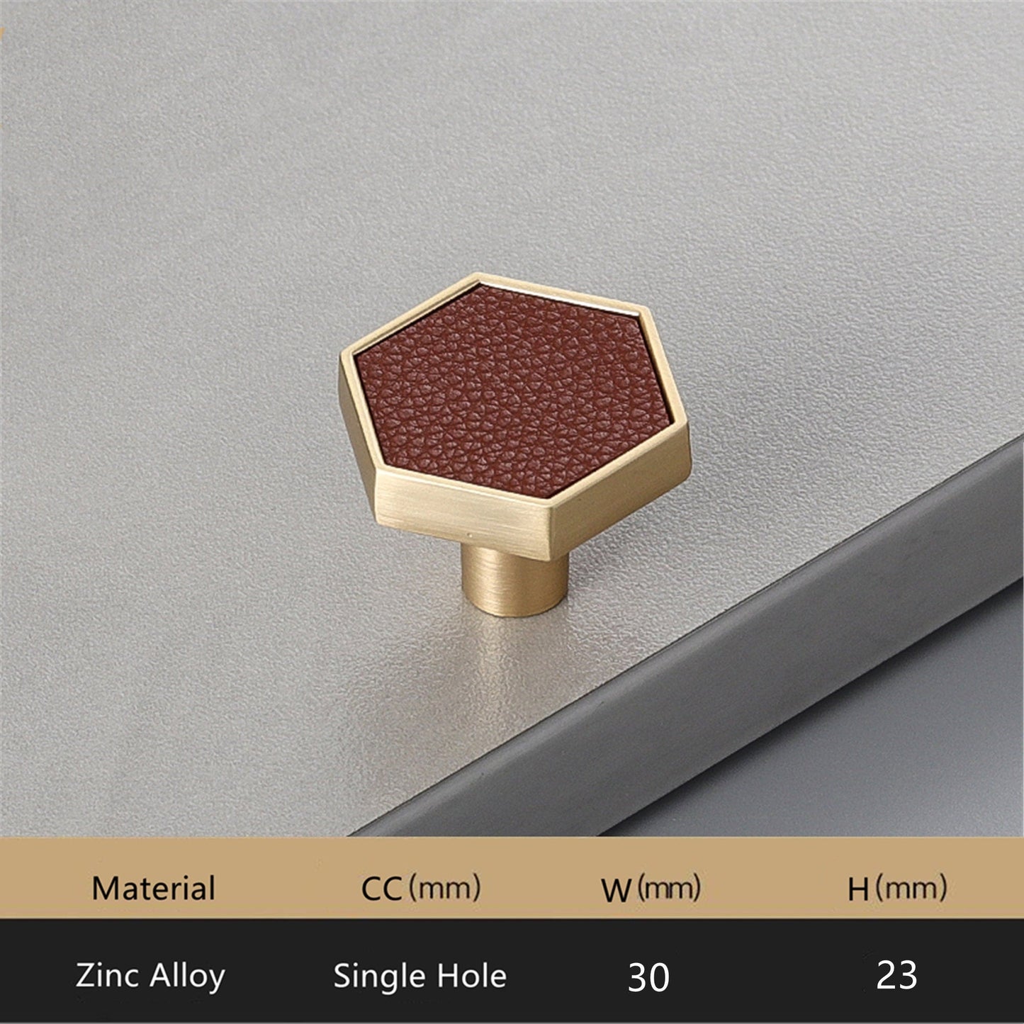 1.18"(30mm) Brushed Brass Knobs, Solid Modern Drawer Knobs Hexagon Knobs for Home, Kitchen, Bathroom, Office and More