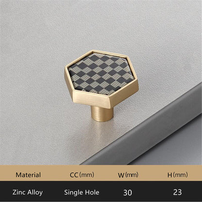 1.18"(30mm) Brushed Brass Knobs, Solid Modern Drawer Knobs Hexagon Knobs for Home, Kitchen, Bathroom, Office and More