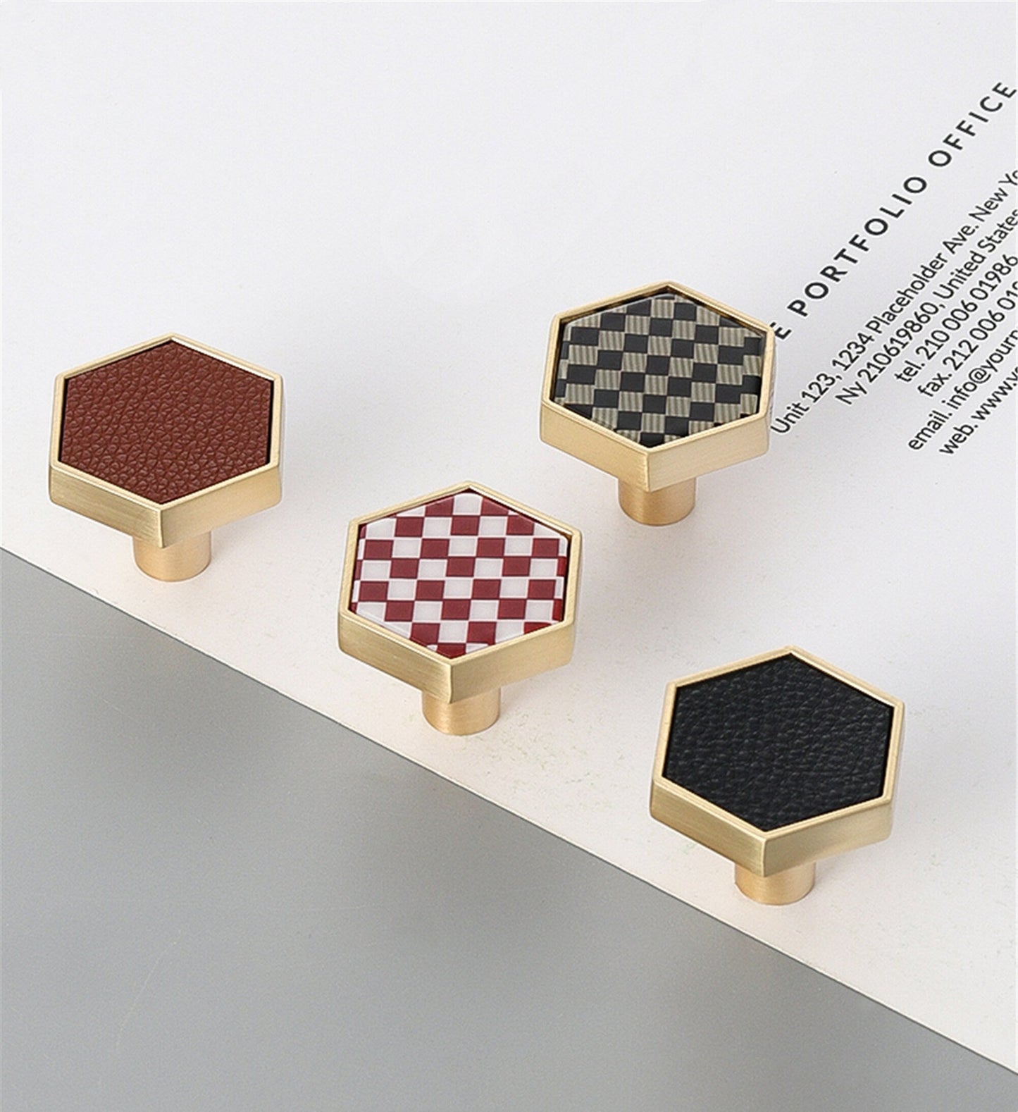 1.18"(30mm) Brushed Brass Knobs, Solid Modern Drawer Knobs Hexagon Knobs for Home, Kitchen, Bathroom, Office and More