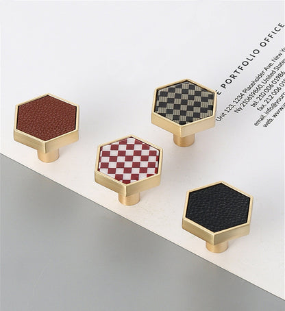 1.18"(30mm) Brushed Brass Knobs, Solid Modern Drawer Knobs Hexagon Knobs for Home, Kitchen, Bathroom, Office and More