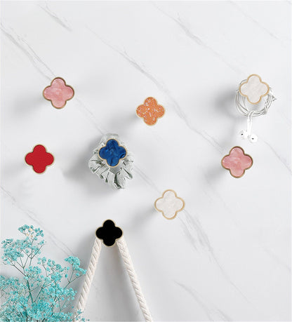 Four Leaf Clover Shape T Knobs, Zinc Alloy Cabinet Knobs, 1.25"(32mm) Brass Door Knobs for Home Office Kitchen Dresser Wardrobe