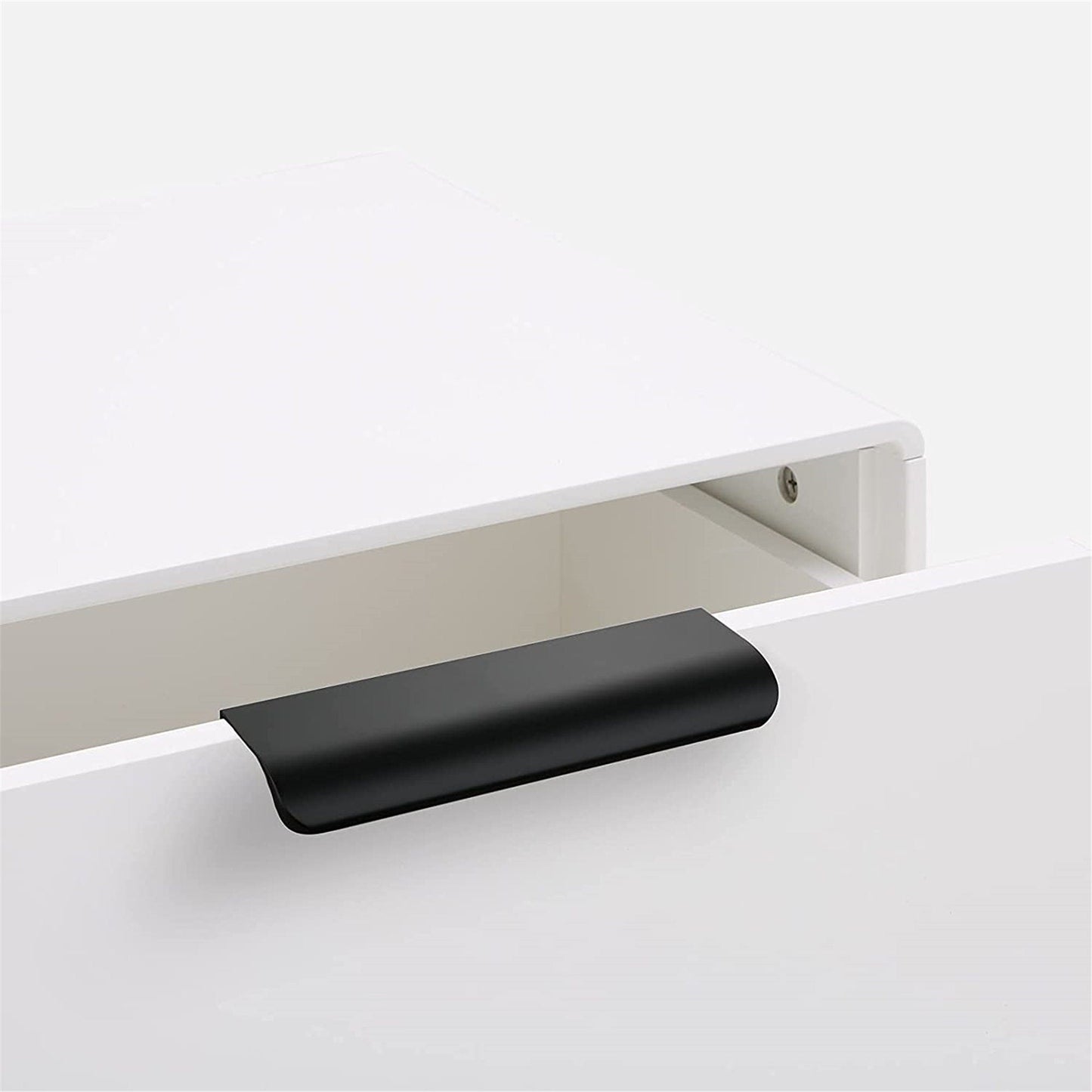 Modern Finger Edge Pulls Tab Pulls，Aluminum Alloy Hidden Handles Kitchen Cupboard Furniture Hardware - (Black，CC: 76mm)