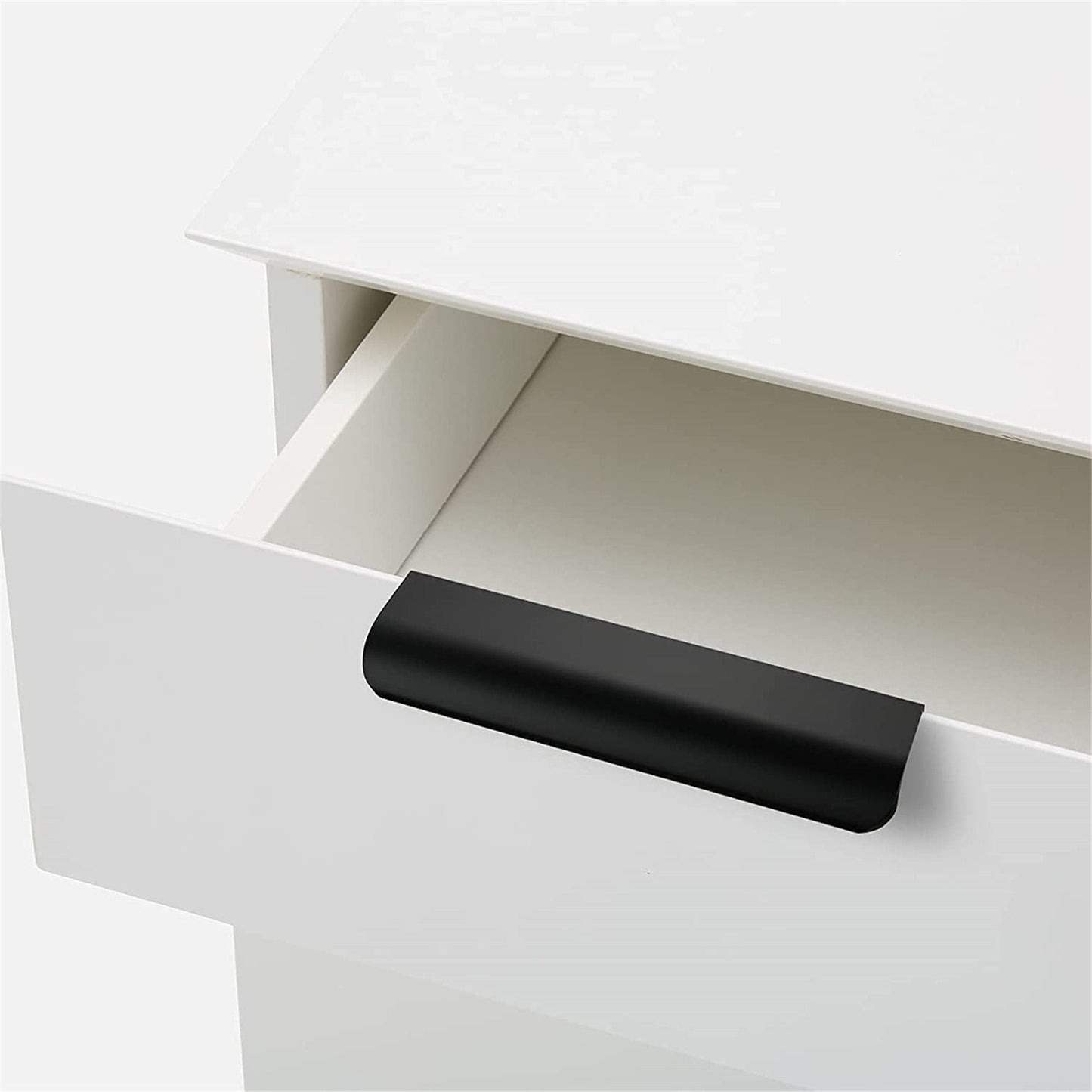 Modern Finger Edge Pulls Tab Pulls，Aluminum Alloy Hidden Pulls Kitchen Cupboard Furniture Hardware - (Black，CC: 128mm)