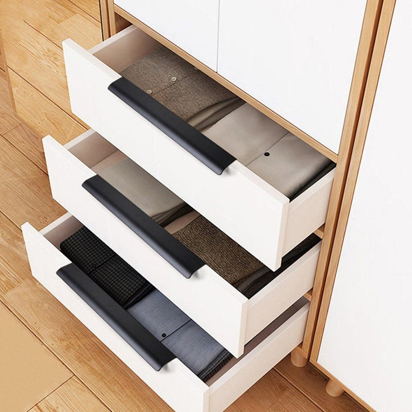 Modern Finger Edge Pulls Tab Pulls，Aluminum Alloy Hidden Pulls Kitchen Cupboard Furniture Hardware - (Black，CC: 128mm)