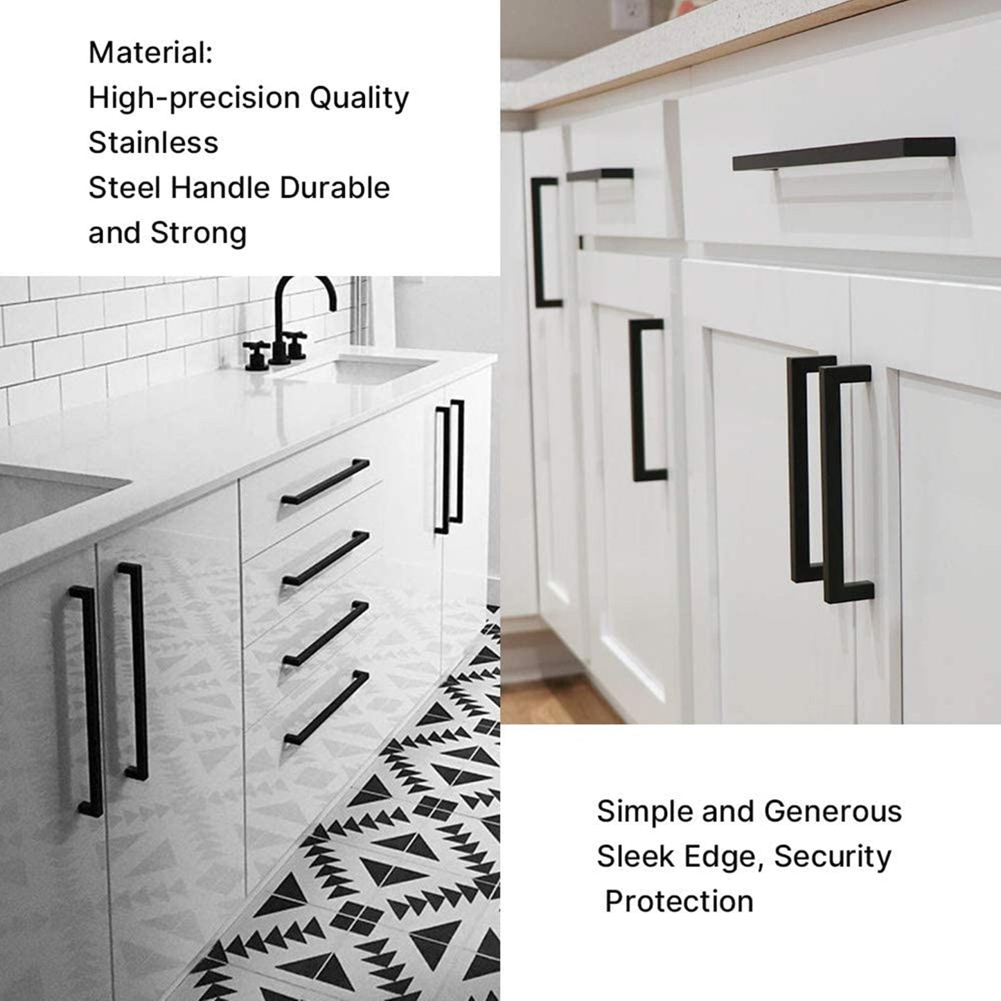 18 inch(Center To Center) Modern Square Cabinet Pulls(458mm，Matte Black)