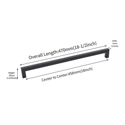 18 inch(Center To Center) Modern Square Cabinet Pulls(458mm，Matte Black)