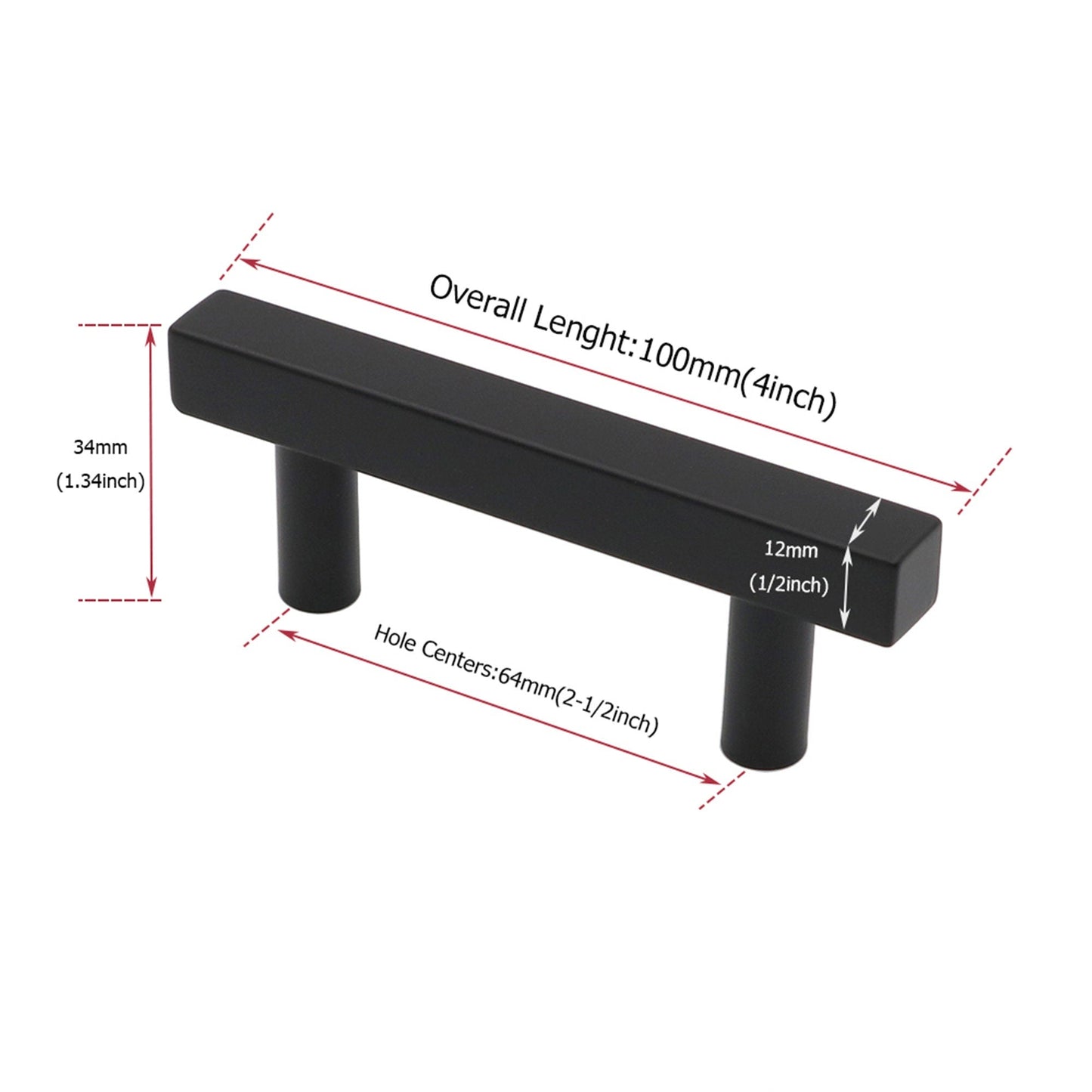 Matte Black Cabinet Knobs Furniture Hardware Drawer Pulls - Stainless Steel Cabinet Handles - Hole Centers(Knob，2.5"，3")